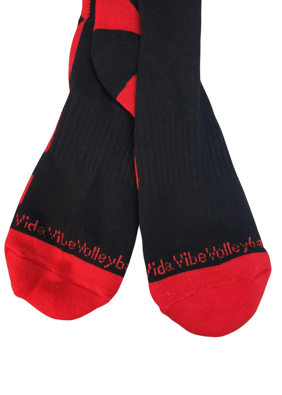 VidaVibe Volleyball Black and Red Mid-Calf Socks - VidaVibe Volleyball